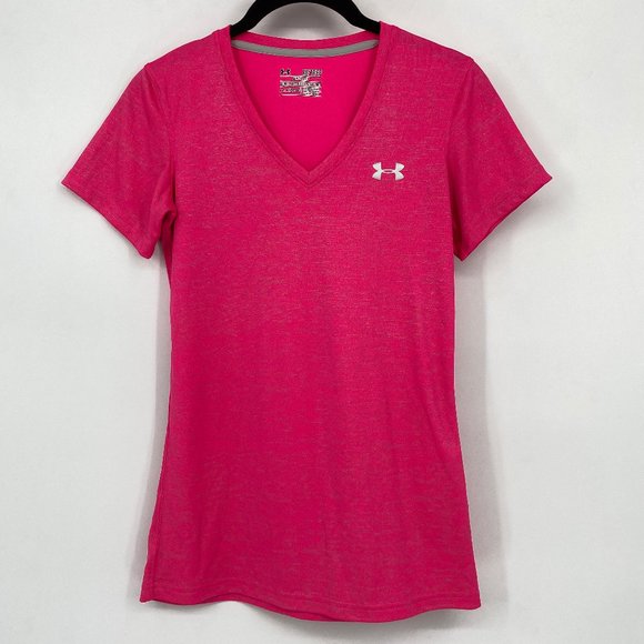 Under Armour Tops - 🌵 Under Armour Fitted V Neck Tee Shirt Pink